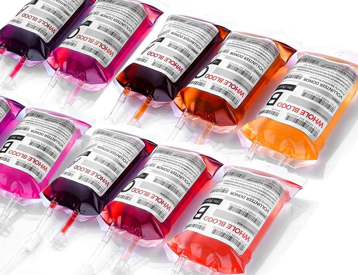 10 Pack Blood Bags for Drinks, IV Bags for Drinks, Halloween Party Set