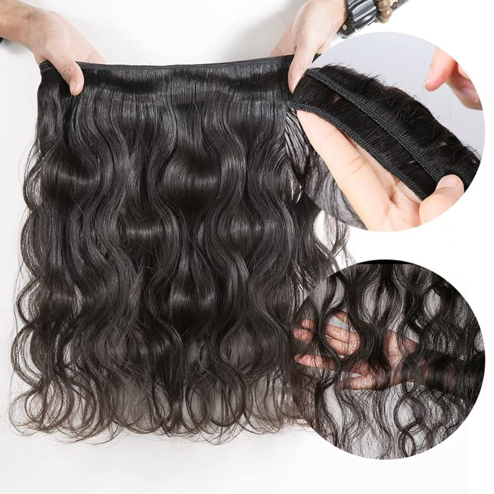 Body Wave Bundles Human Hair 16 18 20 22 Inch 10A Grade Human Hair Bundles Body Wave 4 Bundles 100% Unprocessed Brazilian Virgin Hair Extensions Natural Black