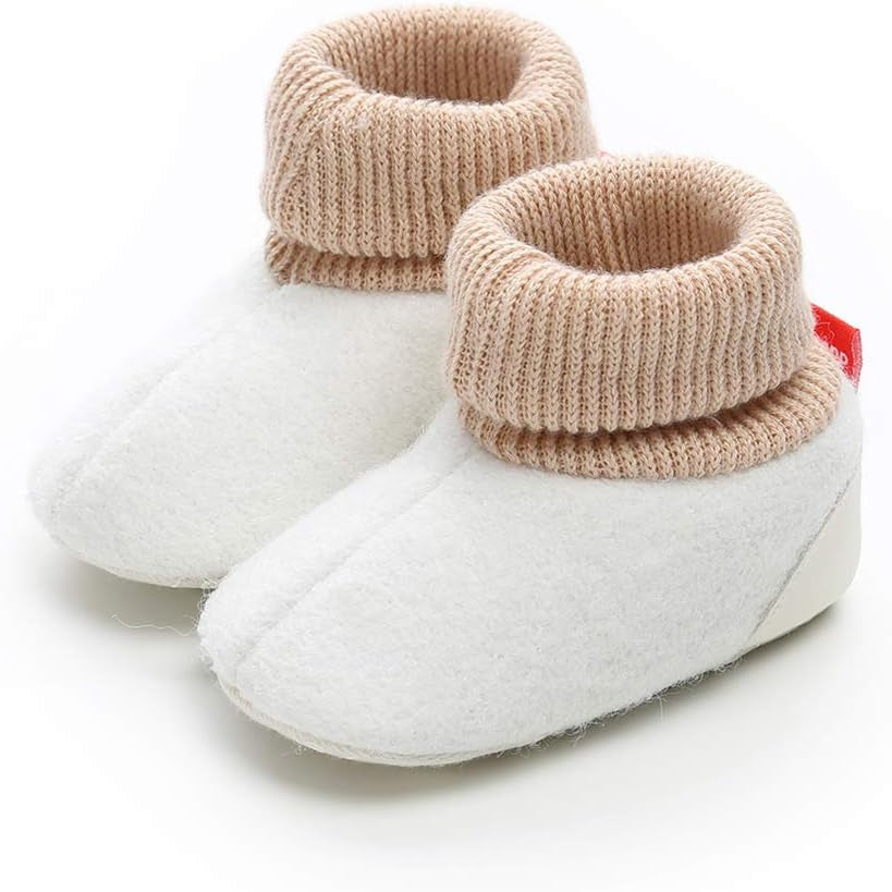 Baby Boy Girl Fleece Booties Newborn Cozy Winter Warm Socks Toddler Non-Slip Soft Sole Crib Shoes…