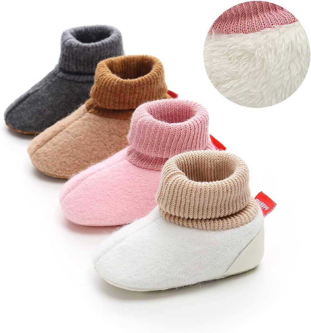 Baby Boy Girl Fleece Booties Newborn Cozy Winter Warm Socks Toddler Non-Slip Soft Sole Crib Shoes…