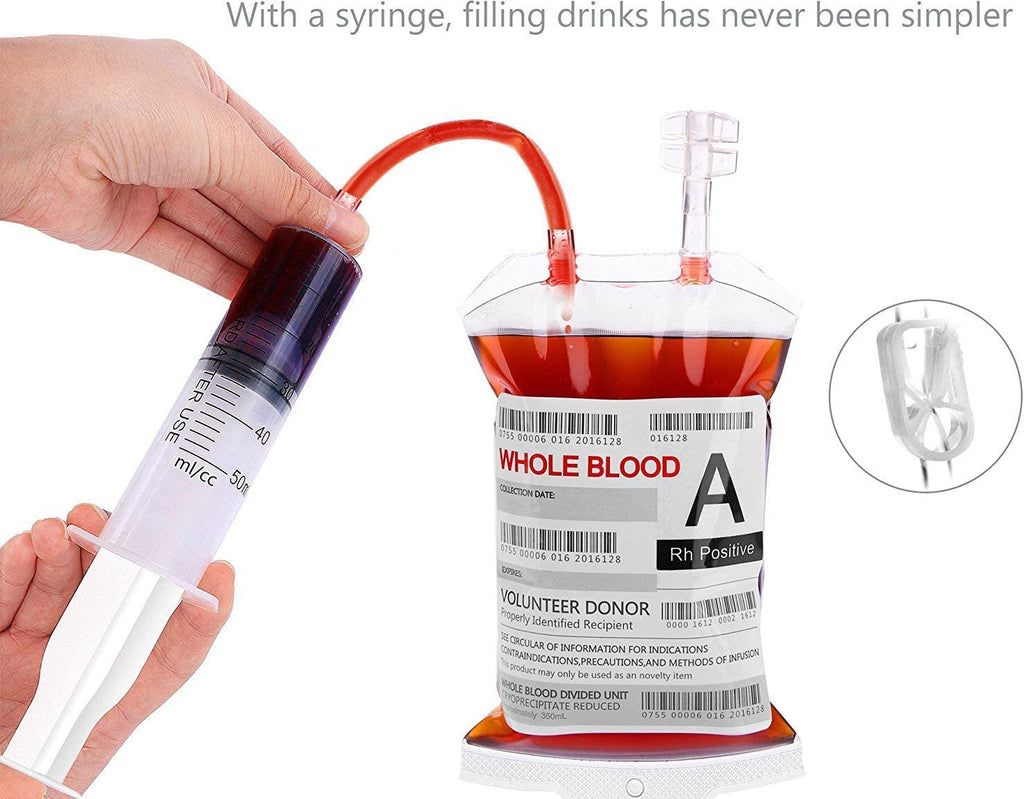 10 Pack Blood Bags for Drinks, IV Bags for Drinks, Halloween Party Set