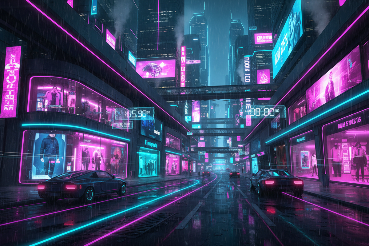 Cyberpunk Shopping District Hero