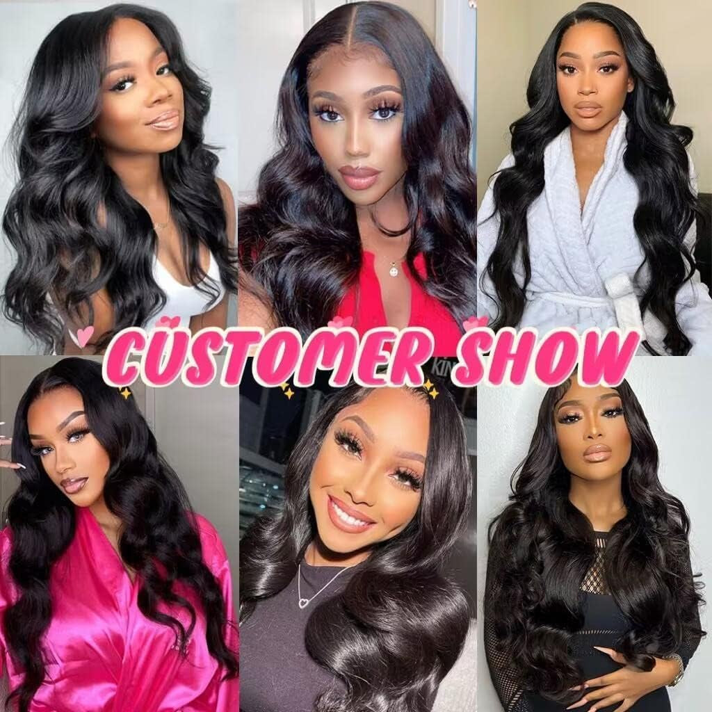 Body Wave Bundles Human Hair 16 18 20 22 Inch 10A Grade Human Hair Bundles Body Wave 4 Bundles 100% Unprocessed Brazilian Virgin Hair Extensions Natural Black